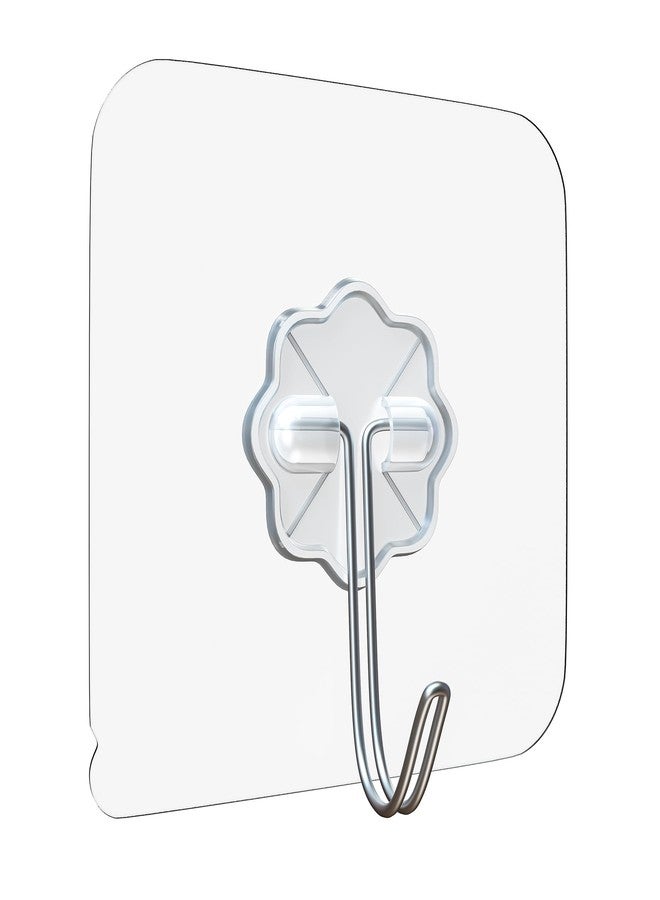Eightiz 20 Pcs Flower Hook PVC Heavy Duty Self Adhesive Stainless Hooks, Transparent Waterproof and Oilproof Wall Hooks for Kitchen Bathroom Shower Door Outdoor Home Improvement Utility Hook - Image 2